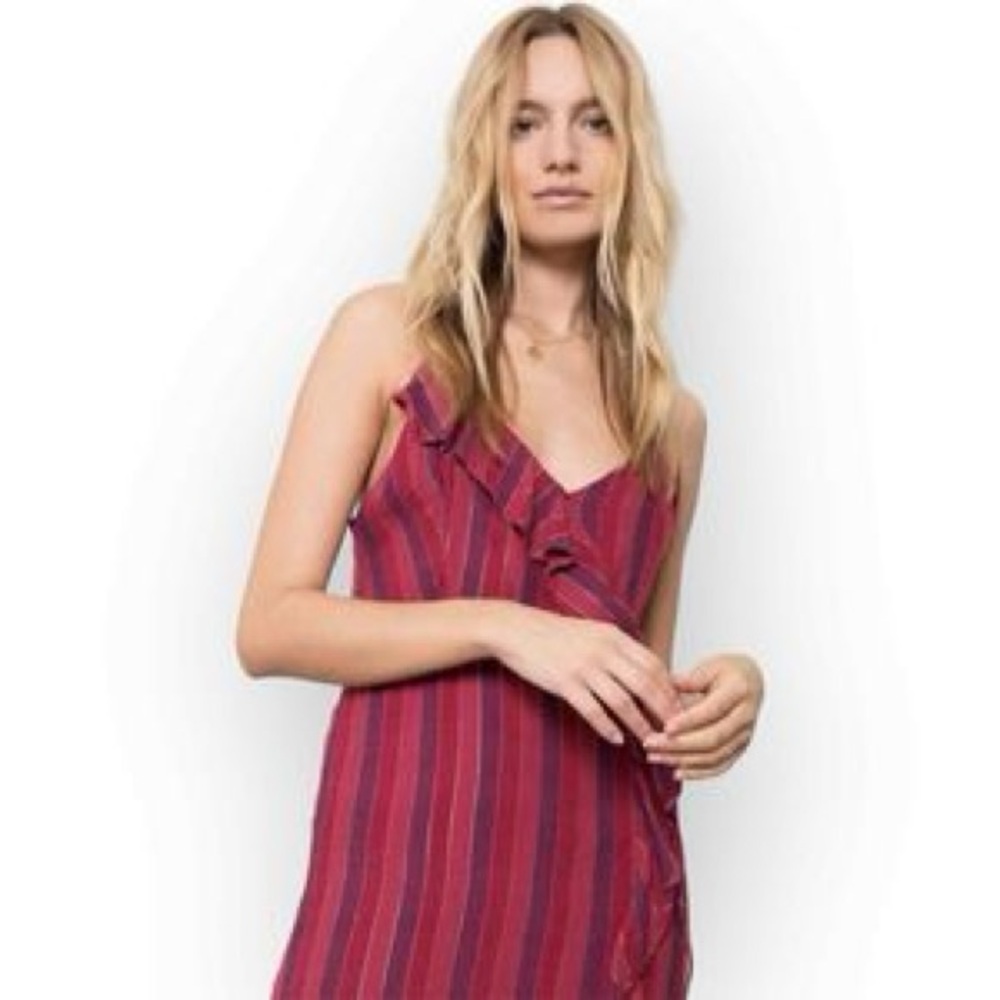Rails | Ariel Sleeveless Ruffle Dress in Rouge Stripe Size XS